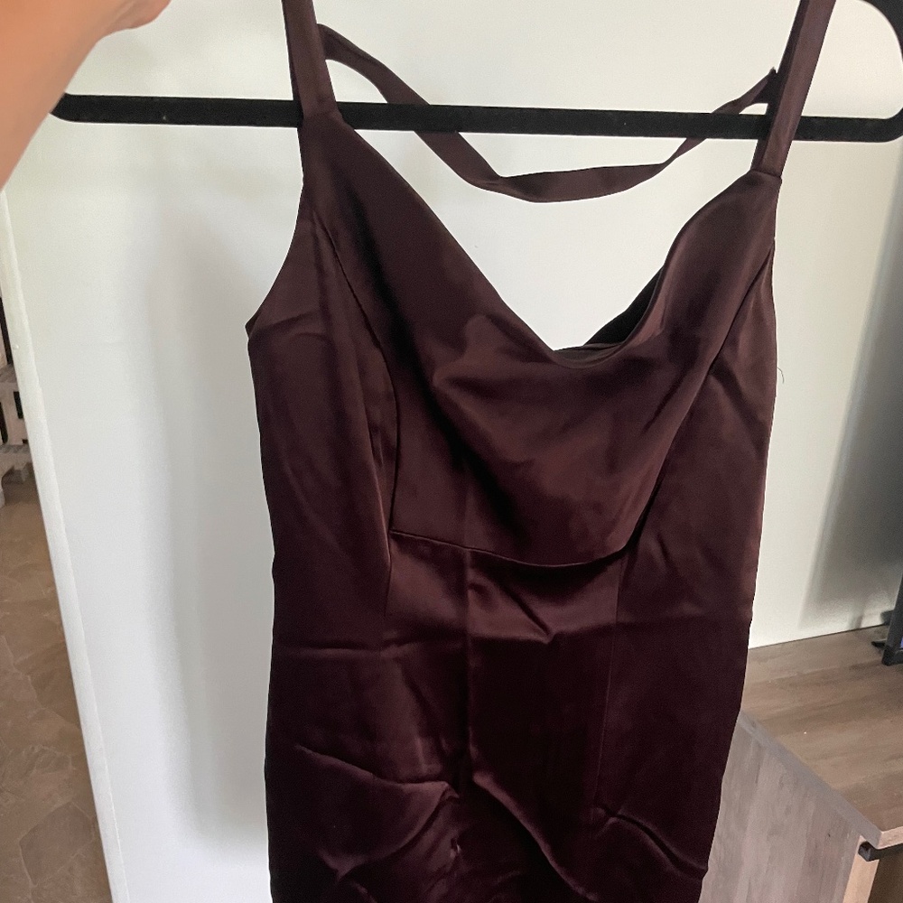 Brown satin double lined dress
